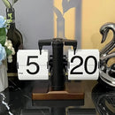 Flip Desk Clock, Retro Vintage Flip Desk Table Clock, Digital Sided Large Numbers Mechanical Flip Clock Wood Base for Living Room, Study Room and Office（Black） by CozyNest Decor