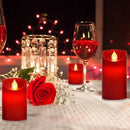 Flameless Battery Operated Flickering Candles:3PACK Red Real Wax Pillar Candle,Electric LED Candle with 10-Key Remote Control and 24 Hours Timer for Home Decoration Holiday Party by GreenHaven Gardens