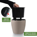 Dexceder 9x8 Inches Self Watering Planter Indoor Outdoor, Inner Pot Design, Thickened Table Flower Plant Pot with Water Level Indicator (Taupe Matte) by GreenHaven Gardens