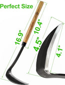 Japanese Weeding Sickle Hoe, 17" Gardening Hand Weeder Nejiri Kama Blade Tool Digging and Cutting Weed Remover, High-Carbon Steel One-Piece Molding with Hard Wood Handle, Very Sharp Edge Quick Work by GreenHaven Gardens