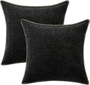 MIULEE Pack of 2 Couch Throw Pillow Covers 20x20 Inch Black Farmhouse Decorative Pillow Covers with Stitched Edge Soft Chenille Solid Dyed Spring Pillow Covers for Sofa Bed Living Room by CozyNest Decor