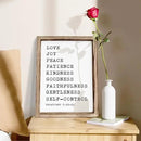 Christian Wall Decors, Positive Home Decors for Living Room, Galatians 5:22-23 Signs Decor, Scripture Decor Art, Framed Wall Plaque Sign 15 * 11.5 inches, Love Joy Peace Sign by CozyNest Decor