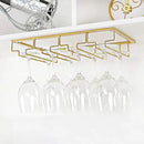 Wine Glass Rack - Under Cabinet Stemware Wine Glass Holder Glasses Storage Hanger 2 Pack Metal Organizer for Bar Kitchen 4 Rows Gold by CozyNest Decor