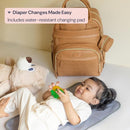 BabbleRoo Leather Diaper Bag Backpack - Baby Essentials Travel Baby Bag, Multi function, Waterproof, with Changing Pad, Stroller Straps & Pacifier Case – Unisex, Light Brown by TinyTreasures Baby Boutique