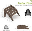 GREENVINES Adirondack-Ottoman | Wood Grain | Set of 4 | HDPE Plastic | Outdoor Footrest | All Weather | Foot Rest | Foot Stool | Dark Brown | for Adirondack Chair by CozyNest Decor