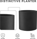 Kante 9.8" Dia Round Concrete Planter, Modern Style Large Cylindrical Plant Pot with Drainage Hole and Rubber Plug for Indoor Outdoor Patio, Black by GreenHaven Gardens