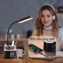WILIT LED Kids Desk Lamp, Dimmable Study Lamp for Home Office Desk Accessories, with Pen Holder & Clock, USB Charging, RGB Night Light, Bedroom & College Dorm Room Essentials for Girls - Black by TinyTreasures Baby Boutique