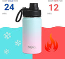 DRINCO Stainless Steel Water Bottle Spout Lid Vacuum Insulated Double Wall Water Bottle Wide Mouth (40oz 32oz 22oz 18oz 14oz) Leak Proof Keeps Cold or Hot (14 oz, 14oz Macaron) by CozyNest Decor