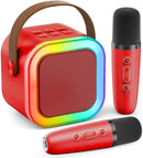 Mini Karaoke Machine for Kids Adults, Portable Karaoke Microphone Singing Speaker Bluetooth Karaoke Player with 2 Wireless Mic, Birthday Gifts for Girls Boys 4-12 Year Old, Family Home Party(Red) by TinyTreasures Baby Boutique