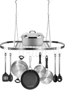 Sorbus® Pot and Pan Rack for Ceiling with Hooks — Decorative Oval Mounted Storage Rack — Multi-Purpose Organizer for Home, Restaurant, Kitchen Cookware, Utensils, Books, Household (Hanging Chrome) by CozyNest Decor