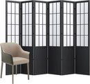 Room Divider, 66.9Inch Tall Japanese Shoji Style Folding Wood Screen with Double Hinges for Home Office Bedroom Hotel Decoration (6Panels, Black) by CozyNest Decor