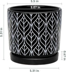 Ton Sin Flower Pots,5.5 Inch Black Ceramic Planter with Drainage Hole,Indoor Cylinder Plant Pots with Saucer,Cactus Succulent Outdoor Garden Pots Set of 4 by GreenHaven Gardens