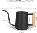 Watering Can for Indoor Plants, 35 oz/1000 ml Metal Stainless Steel Pot with Long Spout for House Plants Bonsai Outdoor Garden Flower Decorative (Black) by GreenHaven Gardens
