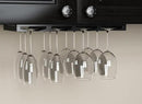 Rustic State Eze 4 Sectional Wood Under Cabinet Wine Glass Holder Wine Glass Rack Hanging Shelf Stemware Bar Organizer - 12 Wine Glass Storage - 10 Inch Deep - Black by CozyNest Decor