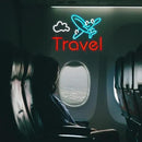 Travel Neon Sign USB Airplane LED Light Up Sign for Wall Decor Dimmable 12.2 * 16.5 In Go To Tranel Neon Light for Airport Travel Agency Bedroom(Ice Blue Red White) by CozyNest Decor