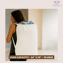 LFH Home Cotton Canvas Extra Large Laundry Bag with Handle, Stylish Drawstring Heavy Duty Laundry Bags For Travel, Home, Hotel, College Dorm and Camp Storage Bag 24x36 Inch, Machine Washable - White by TinyTreasures Baby Boutique