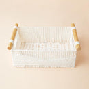 LA JOLIE MUSE Wicker Storage Baskets for Organizing, Recyclable Paper Rope Basket with Wood Handles, Decorative Hand Woven Basket Organizers for Makeup Books Shelves Living Room, White, Set of 2 by TinyTreasures Baby Boutique