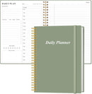 Daily Planner Undated - B5 To Do List Notebook Hourly Schedules, Spiral Appointment Planner for Women and Men, PVC Hardcover, Inner Pocket, Elastic Closure, 7" x 10", Green by TinyTreasures Baby Boutique