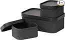 LA JOLIE MUSE Fluted Cardboard Storage Baskets with Leather-Like Lids, Paper Boxes Decorative Tray, Modern Basket Organizer Bins for Jewelry Shelve Bathroom Bedroom Organizing,Black, Set of 3 by TinyTreasures Baby Boutique