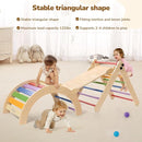 Pikler Triangle Set with Cushion, 8-in-1 Toddler Climbing Toys Indoor, Wooden Montessori Climbing Set with Arch Ramp,Ladder&Tent Cloth, Baby Indoor Climber Jungle Gyms for Toddlers Toy, Rainbow by TinyTreasures Baby Boutique
