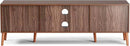 TV Stand for TVs up to 65'', Entertainment Center With Rattan Door, Shelves & 2 Cabinets, Long Boho Media Console for Living Room, Walnut by CozyNest Decor