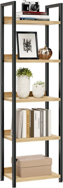 NUMENN Narrow Bookshelf, 5 Tier Bookshelves, Home Office Bookcase Shelf Storage Organizer, Free Standing Storage Shelving Unit for Bedroom, Living Room and Home Office, Natural by CozyNest Decor