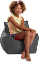 Posh Creations Bean Bag Chair Structured Comfy Seat for Gaming, Reading and Watching TV, for Children, Newport Chair, Nylon - Charcoal Gray by TinyTreasures Baby Boutique