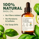 Kukka Basil Essential Oil for Diffusers - 4 Fl Oz - 100% Pure Natural Basil Oil for Skin & Aromatherapy Scent Massage Candles & Soaps Making Scent by CozyNest Decor