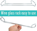 10 Inch Wine Glass Rack Under Cabinet Shelf Stemware Storage Hanging Hanger Organizer Glasses Holder with Drying Under Counter Metal for Kitchen and Bar Set of 2 Silver by CozyNest Decor