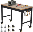 72'' Adjustable Workbench, Heavy Duty Workbench with Power Outlet and Lockable Wheels, 2000 LBS Capacity, Work Table Suitable for Office, Garage, Workshop by GreenHaven Gardens