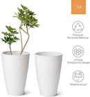 LA JOLIE MUSE 20inch Tall White Planters Set of 2,Large Tree Planters for Indoor Plants,Flower Containers for Front Porch, Honeycomb by CozyNest Decor
