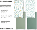 4 Pack Sage Green Fitted Nursery Sheets Breathable Neutral Unisex Baby Sheets for Boys or Girls with Leaf and Flower Design (Changing Pad Cover) by TinyTreasures Baby Boutique