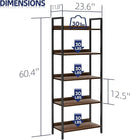 NUMENN Bookshelf, 5 Tier Bookshelves, Home Office Bookcase Shelf Storage Organizer, Free Standing Storage Shelving Unit for Bedroom, Living Room and Home Office, Dark Walnut by CozyNest Decor