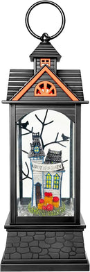 Halloween Snow Globe Lantern, Spooky Ghost Halloween Decor, Plug-in & Battery Operated Snow Globes for Halloween Decorations Indoor by CozyNest Decor