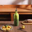 Sweejar Large Ceramic Olive Oil Dispenser Bottle, 24 Oz Relief Opaque Oil Cruet Protects Oil To Reduce Oxidation, Storage Vinegar, Soy Sauce, Coffee Syrup, Liquids, Set of 1 (Gradient Green)