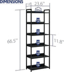 NUMENN Bookshelf, 6 Tier Bookshelves, Home Office Bookcase Shelf Storage Organizer, Free Standing Storage Shelving Unit for Bedroom, Living Room and Home Office, Black by CozyNest Decor