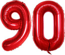 GOER Number 90 Balloons for 90th Birthday Party Decorations,42 Inch Jumbo Foil Helium Balloons for 90th Anniversary (Red) by TinyTreasures Baby Boutique