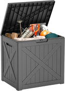 DRATO 32 Gallon Deck Box X pattern, Outdoor Storage Box for Patio Cushion, Sports Equipment, Garden Tools,Waterproof Patio Storage box, Lockable by GreenHaven Gardens