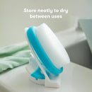 Frida Baby The 3-Step Cradle Cap System, DermaFrida The FlakeFixer, Sponge, Brush, Comb and Storage Stand for Babies with Cradle Cap, White-Blue by TinyTreasures Baby Boutique