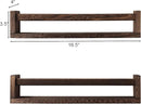 Nursery Book Shelves, Set of 2 Wood Floating Book Shelves for Kids Room, Kitchen Spice Rack, or Rustic Wall Mounted Shelves for Farmhouse Bathroom Decor (Carbon Brown) by TinyTreasures Baby Boutique