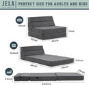 jela Foldable Sofa Bed Large Soft Foam Convertible Sleeper Chair Luxury Corduroy Fabric Fold Out Chair Bed Floor Couch with Back Support Floor Sofa for Living Room Bedroom (83"x33",Darkgrey) by CozyNest Decor