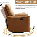 Swivel Rocker Recliner, Glider Rocking Chair, Nursing Chairs Swivel Glider Recliners with Soft Backrest, Leathaire Manual Reclining Sofa for Living Room Bedroom Apartment, Brown by TinyTreasures Baby Boutique
