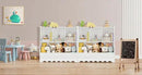 Wood Kid Storage Cubby, Toy Storage Organizer with Bookshelf, 32"L x 15"D x 31"H Montessori Toy Shelf, Nursery Book Shelves, Wooden 4-Cubby Children Book Shelf for Playroom Classroom, White by CozyNest Decor