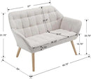 48" Small Loveseat Sofa, Modern Linen Fabric Mini Sofa Couch 2-Seater Love Seat with Quilting Backs and Wood Legs for Living Room, Bedroom and Small Space, Beige by CozyNest Decor