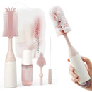 Momcozy Bottle Brush Kit, Innovative Push-Press Design for Better Cleaning - Baby Bottle Cleaner Brush for Baby Bottle, Breast Pumps, Nipples, and More - Can Generate Foam for Better Cleaning, Pink by TinyTreasures Baby Boutique