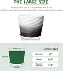 8 Inch Indoor Plant Pot with Drainage Holes and Saucers, Ceramic Planter for Plants, Succulent Orchid Flower Pots(Dark Gray+White) by GreenHaven Gardens
