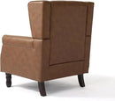 UIXE Faux Leather Accent Chair, High Back Upholstered Armchair for Living Room, Wingback Arm Chair Comfy Single Sofa Bedroom Reading Seat with Solid Wood Legs - Brown by CozyNest Decor