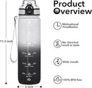 32oz Motivational Water Bottles with Time Marker & Fruit Strainer, Transparent Gradient Color Water Bottle with Times to Drink, Leakproof & BPA Free, Reusable Bottle with Strap (No Straw) by CozyNest Decor
