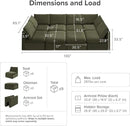 mopio Oversized Modular Sectional Sofa with Fully Removable Covers and Storage, Convertible U, L-Shaped and Sleeper Sectional, Modern Couches with Ottoman Chaise (Olive Green Velvet, 8 Seats, Sleeper) by CozyNest Decor