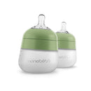 Nanobebe Flexy Silicone Baby Bottle, Anti-Colic, Natural Feel, Non-Collapsing Nipple, Non-Tip Stable Base, Easy to Clean 2-Pack, Sage, 5 oz by TinyTreasures Baby Boutique